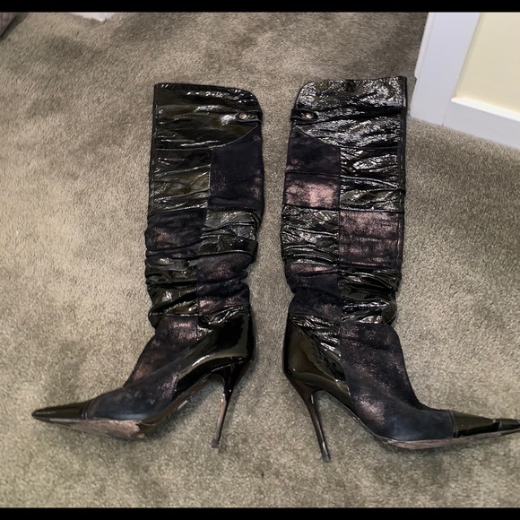 ALDO Black pointed toe OTK boots - Picture 7 of 8